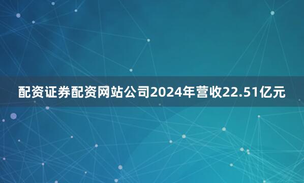 配资证券配资网站公司2024年营收22.51亿元